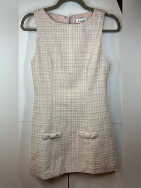 NWT Loucia Pink Textured Tweed Inspired Shift Dress Sleeveless Size Small